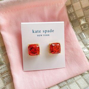 Kate Spade | Small Square | Gold Stud Earrings Red